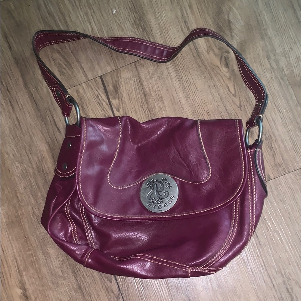 Axcess Red Shoulder Bag with Circular Clasp